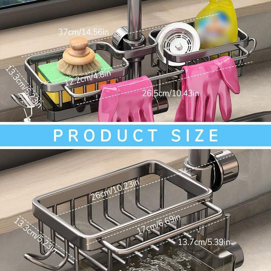 Aluminum kitchen faucet organizer with hook and drip tray - photo 2