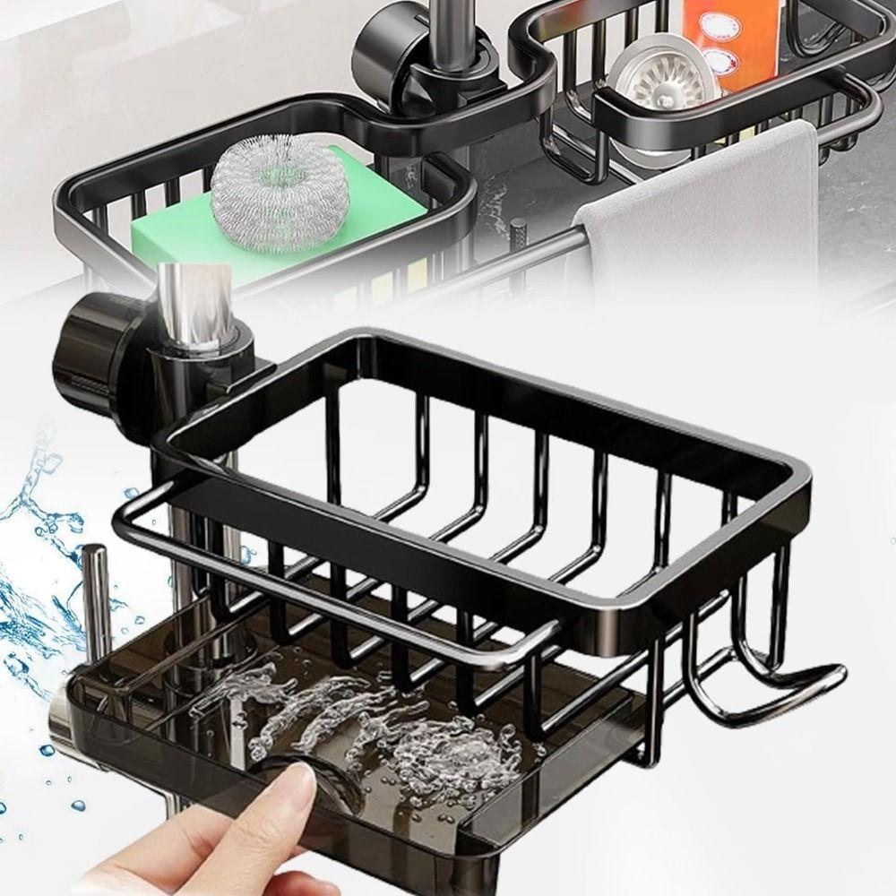 Aluminum kitchen faucet organizer with hook and drip tray - photo 7