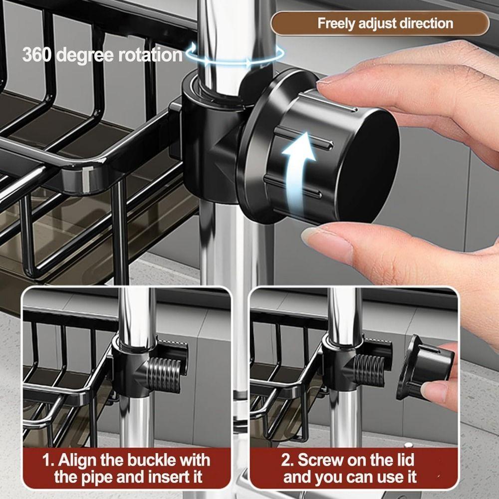 Aluminum kitchen faucet organizer with hook and drip tray - photo 6